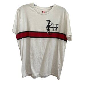 Bruce Brown Films Lucky Brand Mens L Graphic T-Shirt White Surfer Design Cotton
